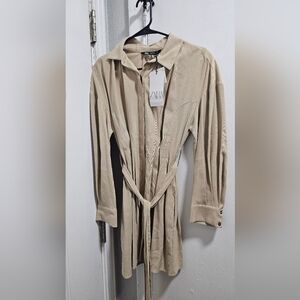 Zara Beige Long Sleeve Dress